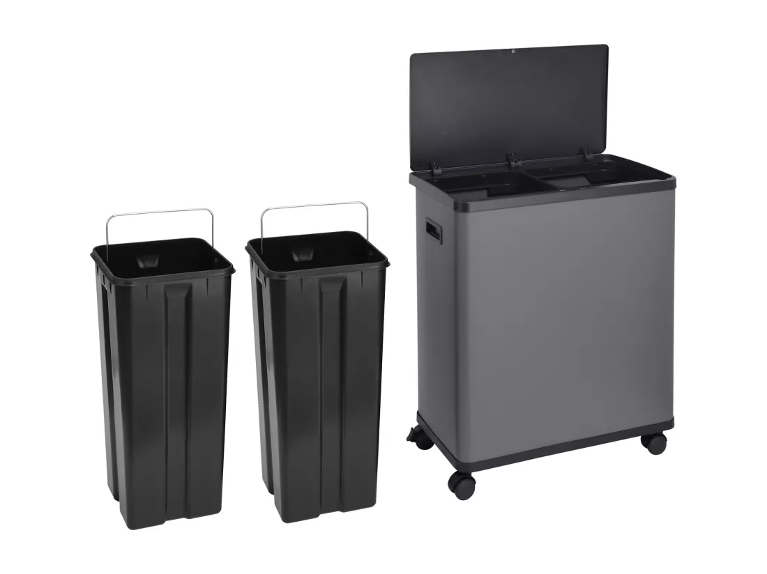 Poubelle double 60l avec seau intérieur