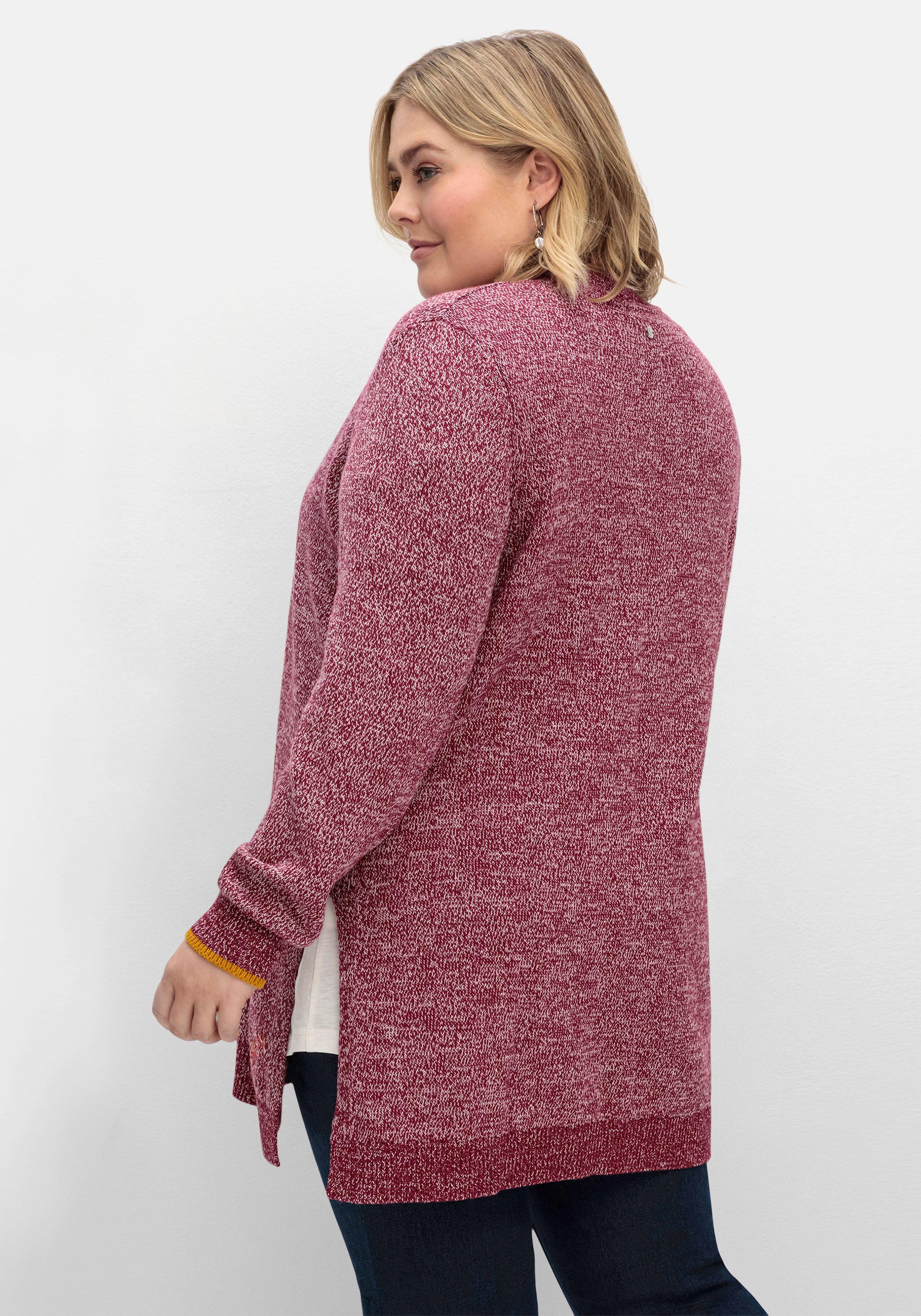 Melierte Longstrickjacke mit 1-Knopf-Verschluss