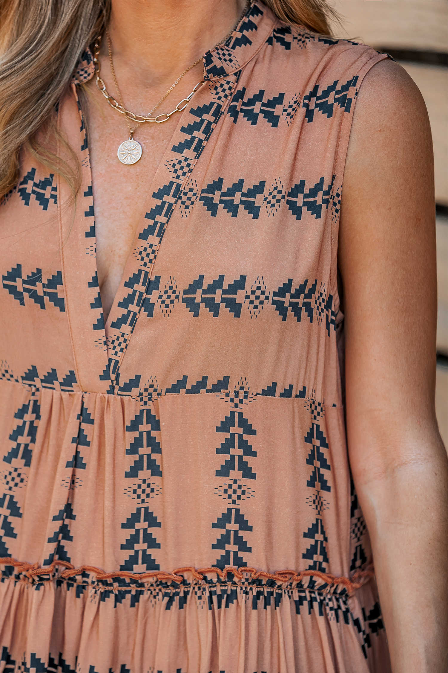 Robe mini à imprimé ethnique et volants