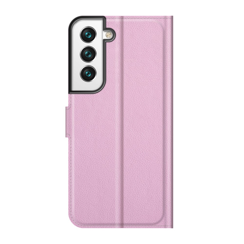Samsung Galaxy S22 5G Leder Tasche Flip Cover Litchi Look - Rosa
