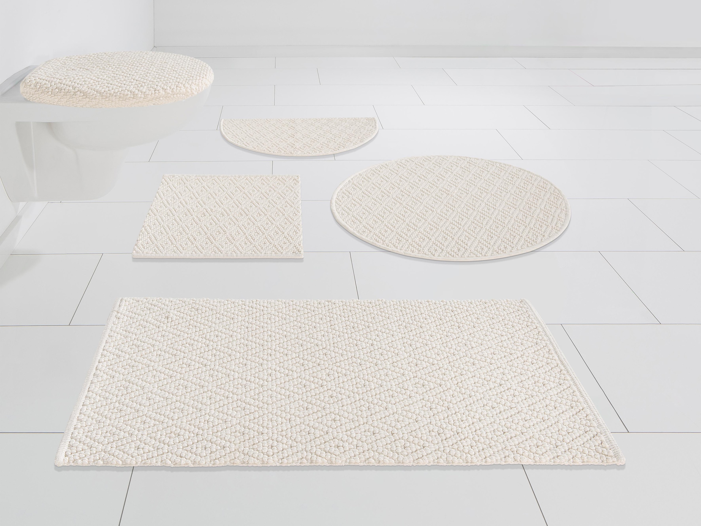 my home Badematte »Numan, Badvorleger, Badezimmer Teppich« Höhe 10 mm fussbodenheizungsgeeignet | strapazierfähig Rauten-Muster, Badteppich, auch als 3 teiliges Set erhältlich
