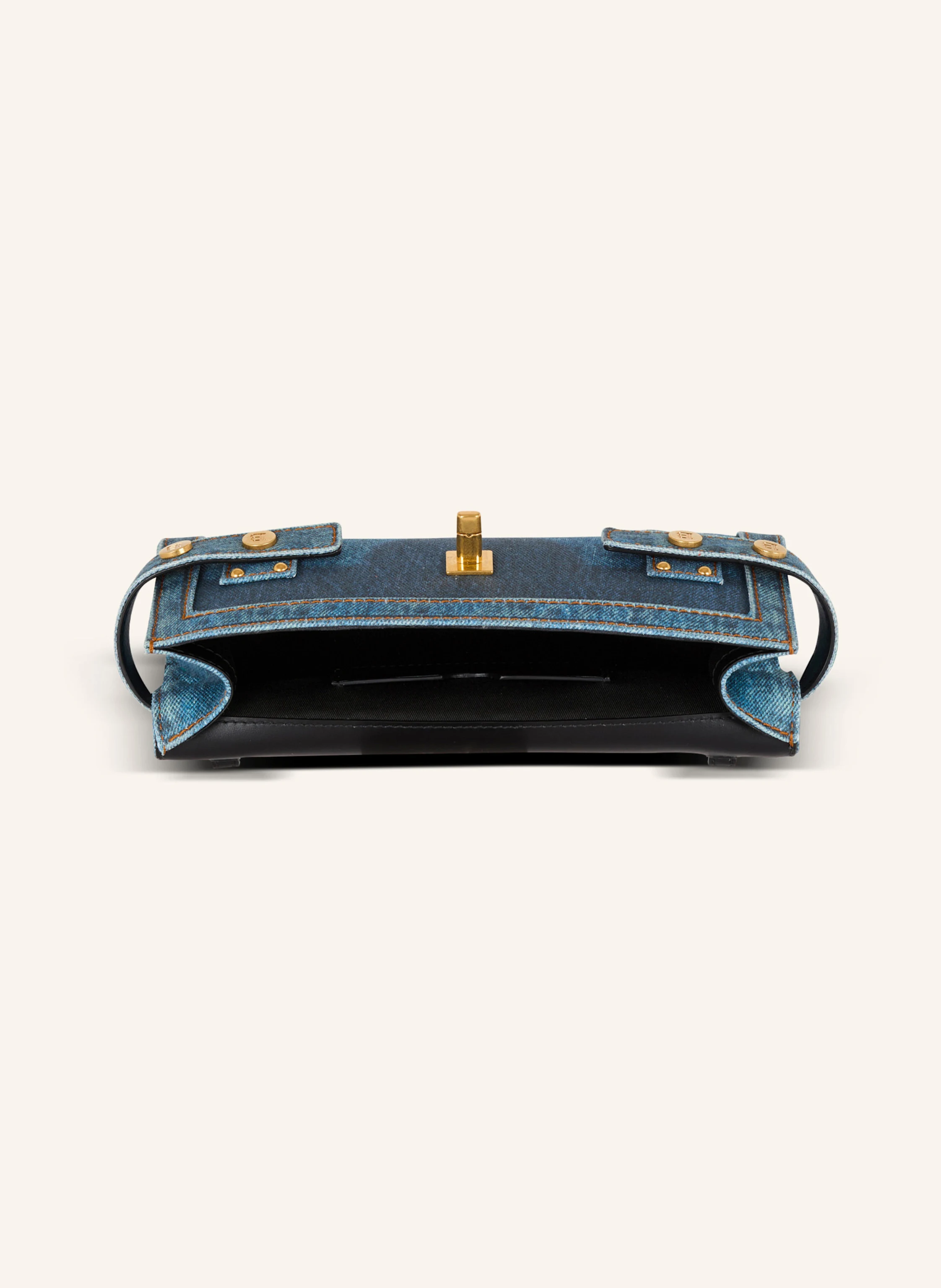 BALMAIN B-Buzz Pouch 23 aus Canvas mit Denim-Print