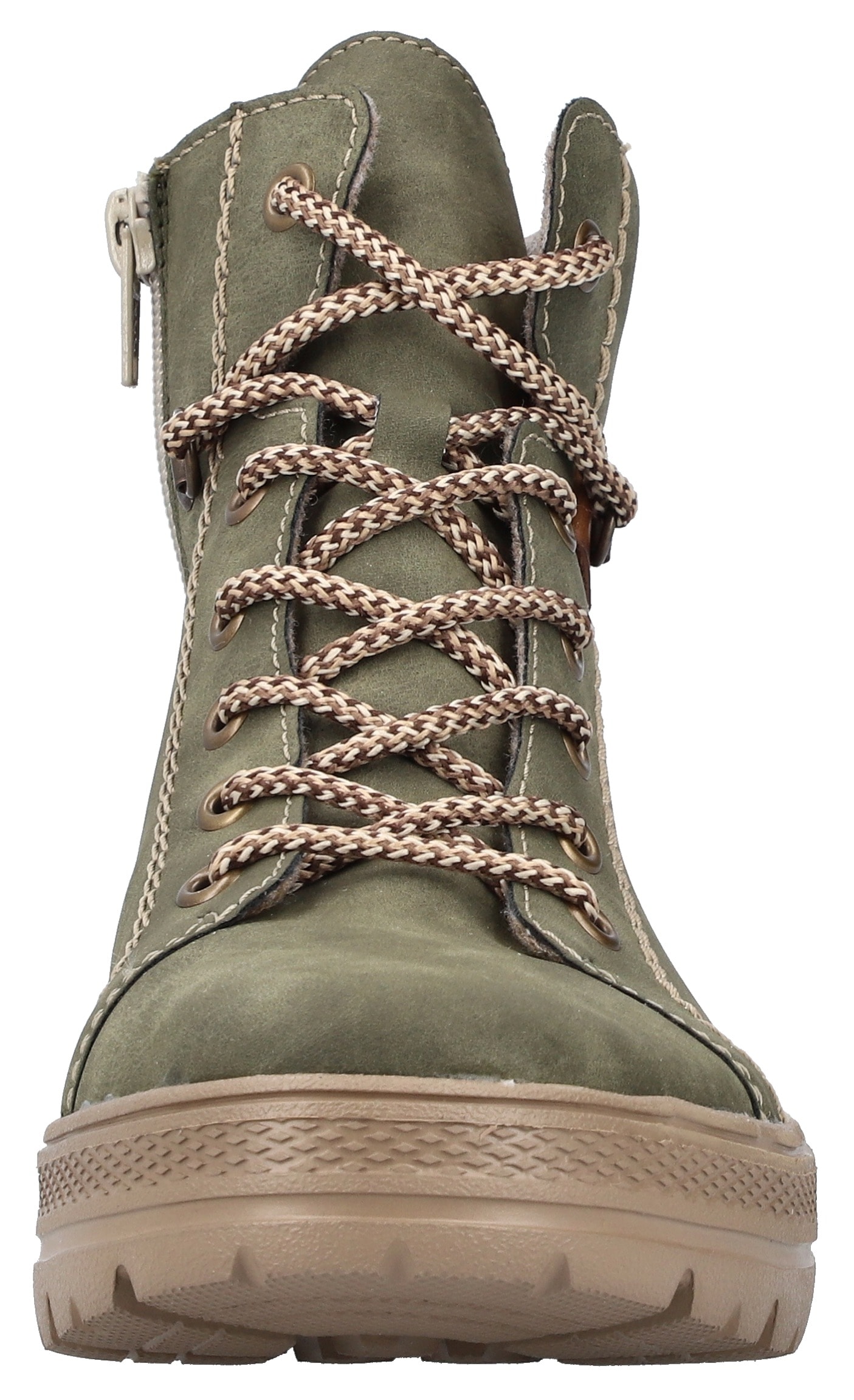 Rieker Schnürboots  , Stiefelette, Plateausohle, Kontrastnaht, mit Innenreissverschluss