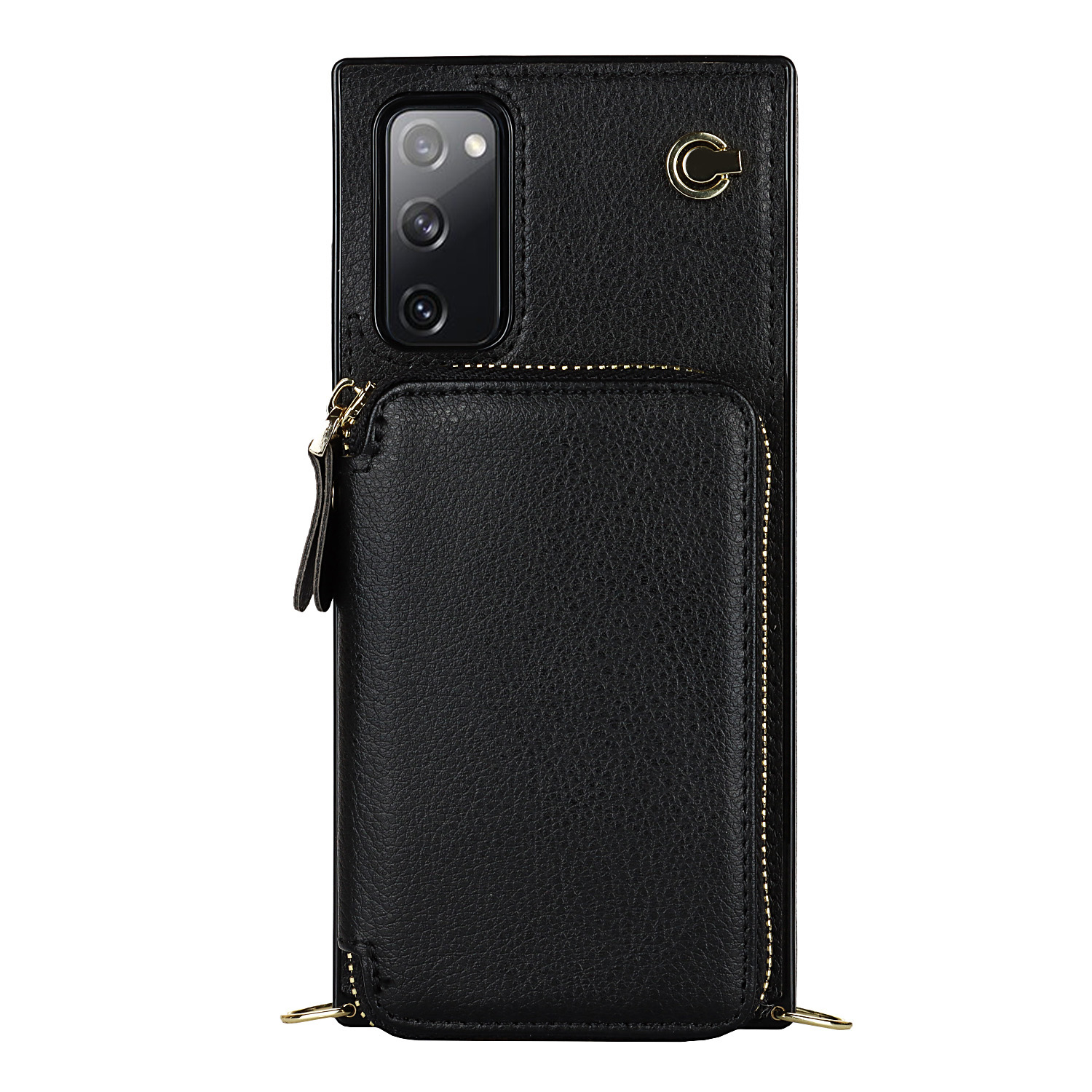 Samsung Galaxy S20 FE / S20 FE 5G Necklace Leder Schutz Hülle mit Kartenfächer   Handykette (140cm) - Schwarz