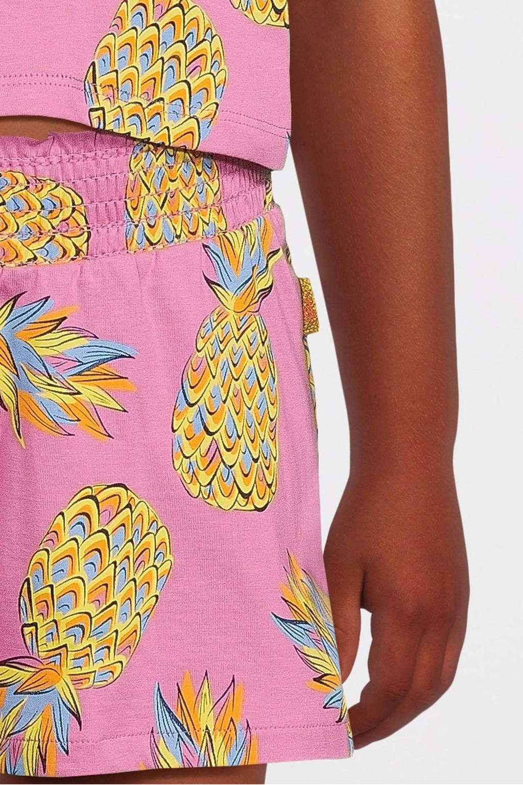 Orange Stars top + short Pieke met all over print roze