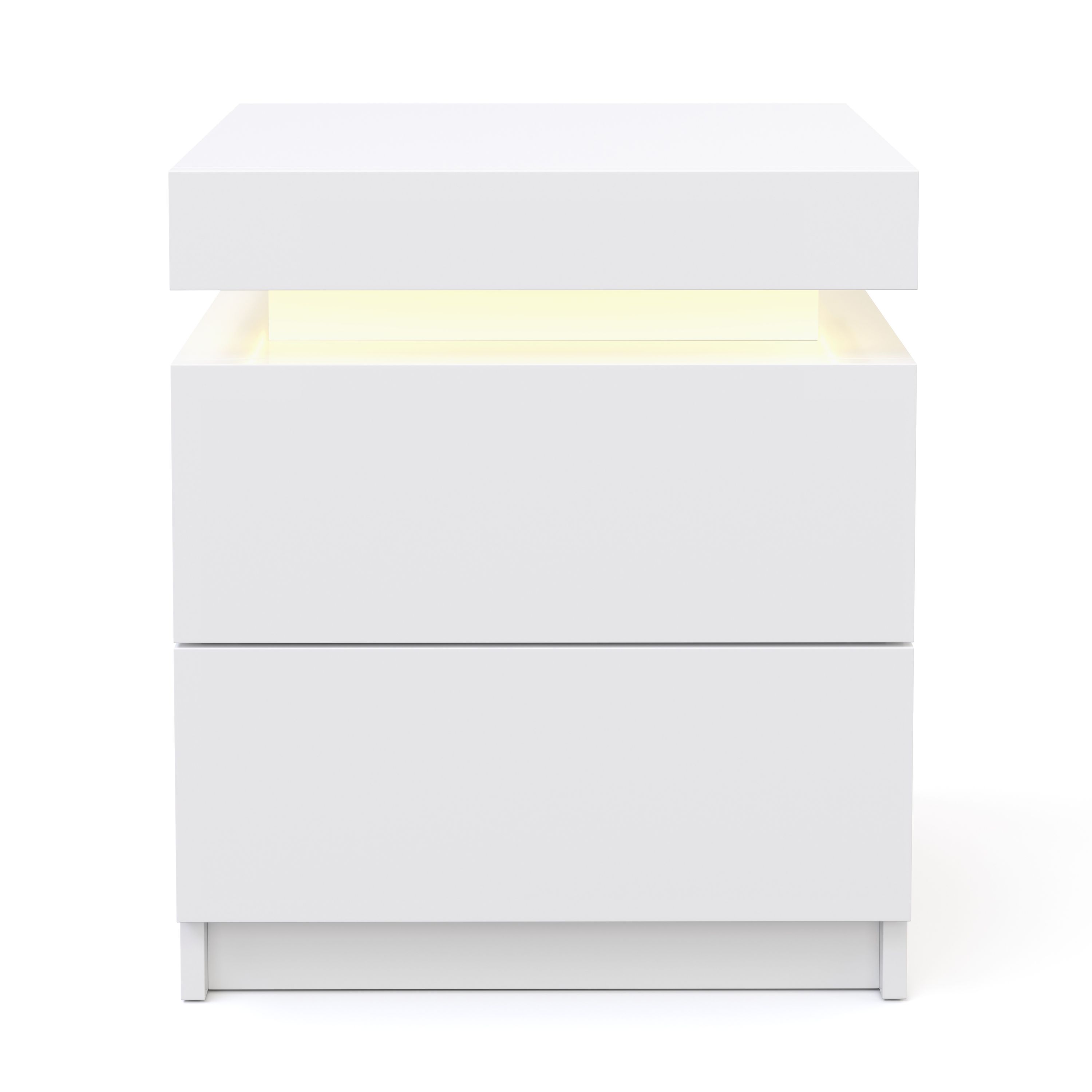 Nachttisch LED MOYA 2 Schubladen weiss