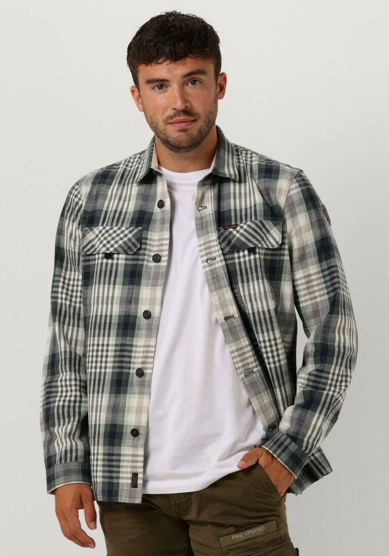PME LEGEND groene pme legend overshirt long sleeve shirt heavy ctn slub