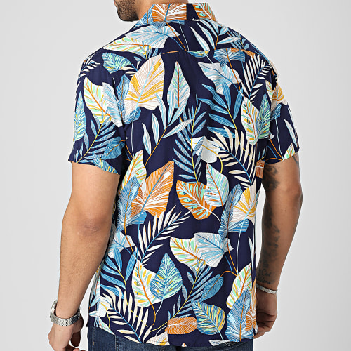 Chemise Manches Courtes Bleu Marine Floral
