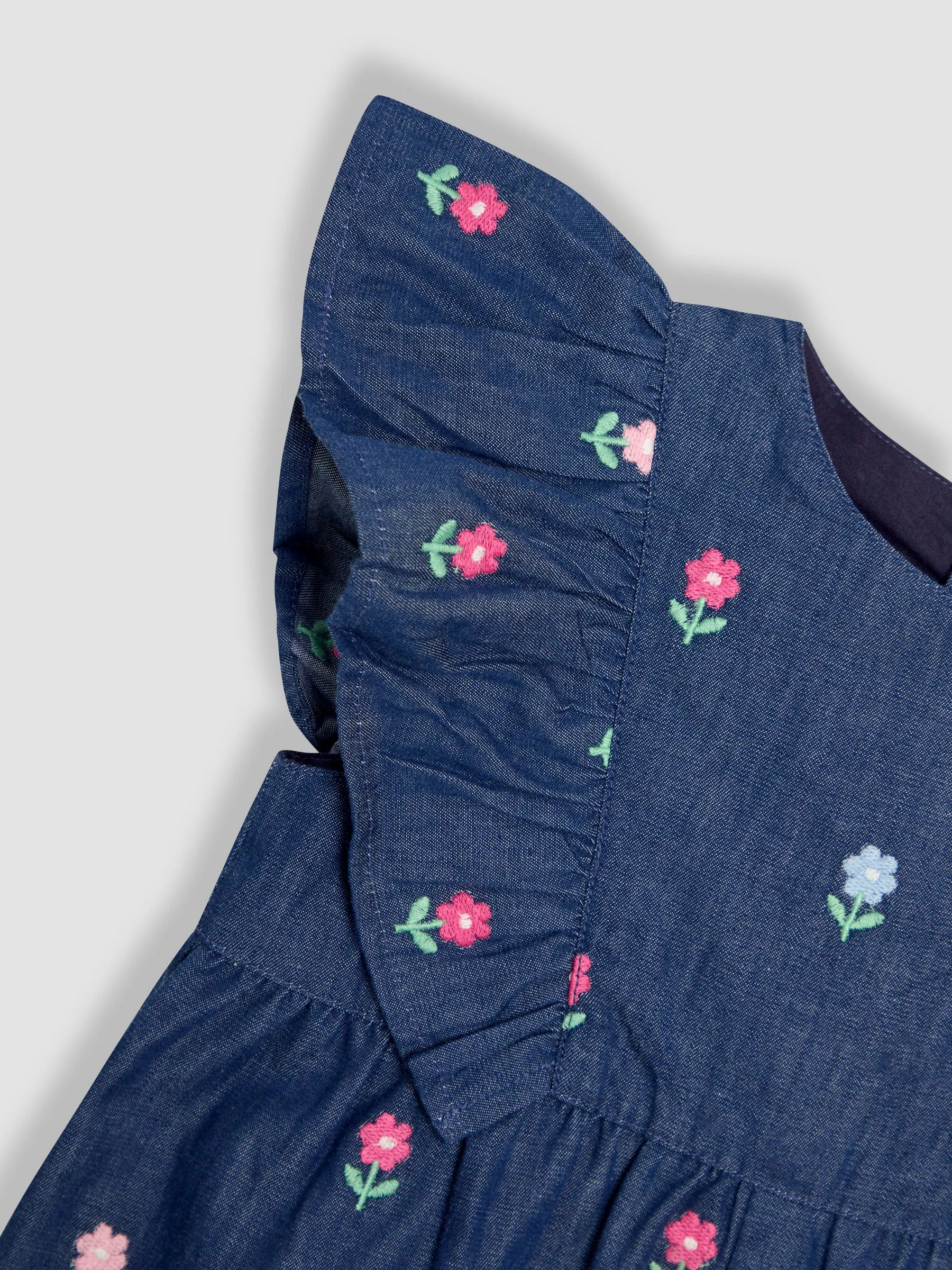 JoJo Maman Bébé Frill Shoulder 100% Cotton Jumpsuit