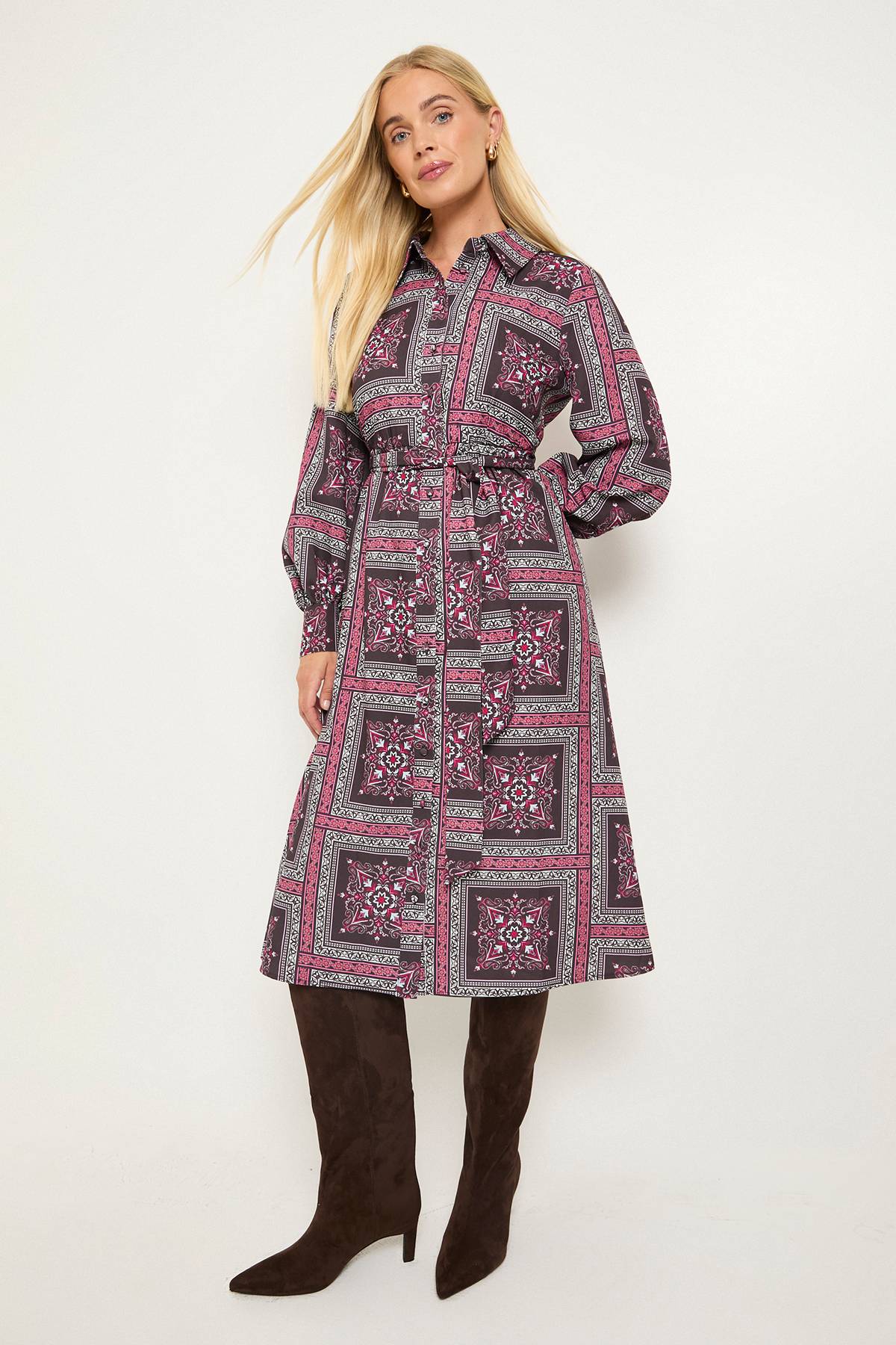Wallis Robe Chemise Décontractée À Imprimé Foulard Petite