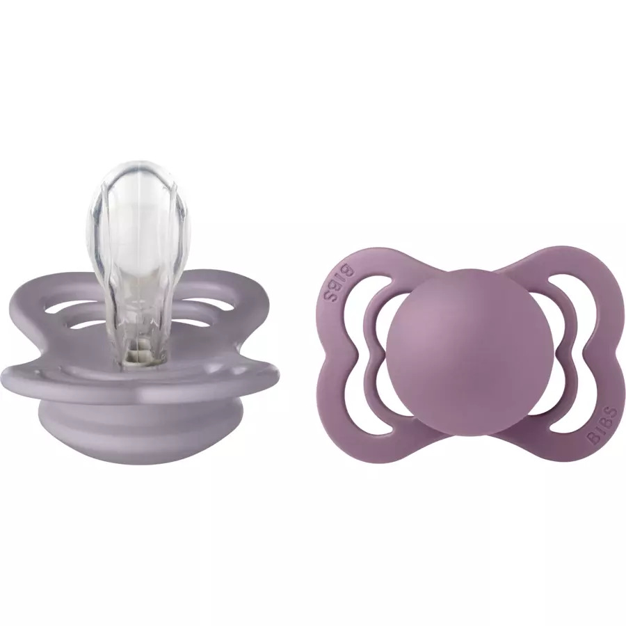 BIBS® Schnuller Supreme Fossil Grey & Mauve Silikon 0-6 Monate, 2 Stk.