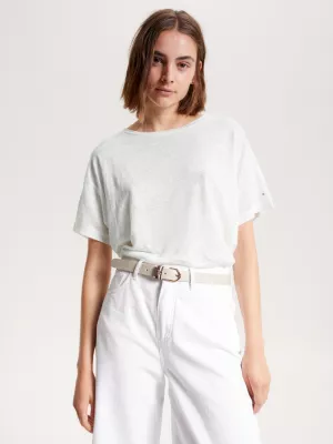 Camiseta de linho puro com modelagem relaxada