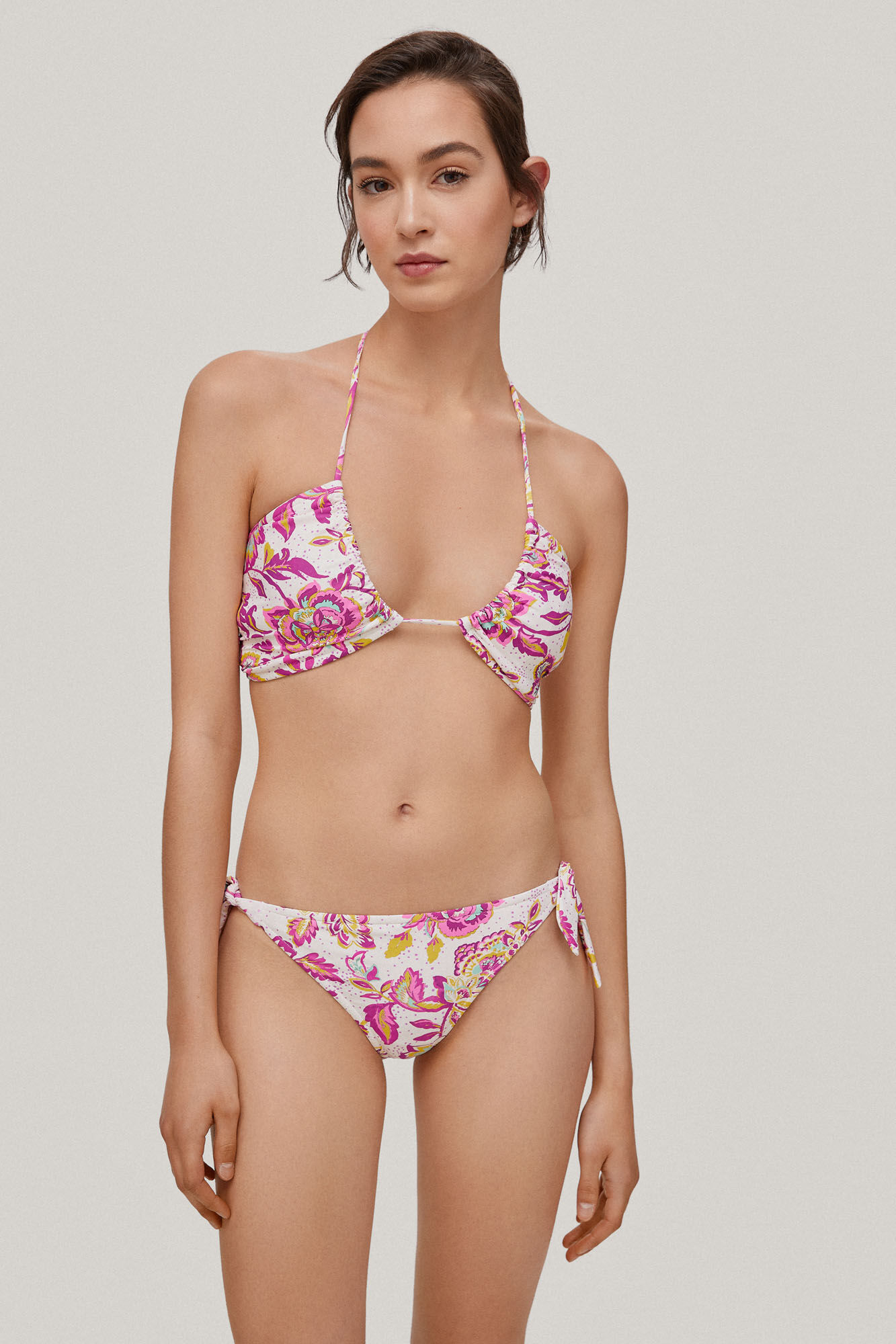 Top de biquíni tomara que caia estampado - Roxo
