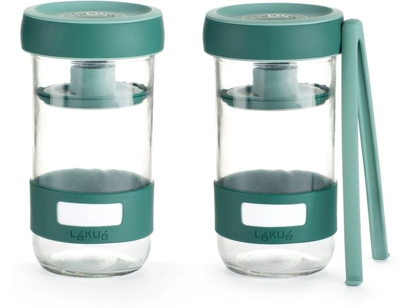 Lékué Fermentationsglas 700 ml, Glas, Blau, 2 Stück Fermentier Set