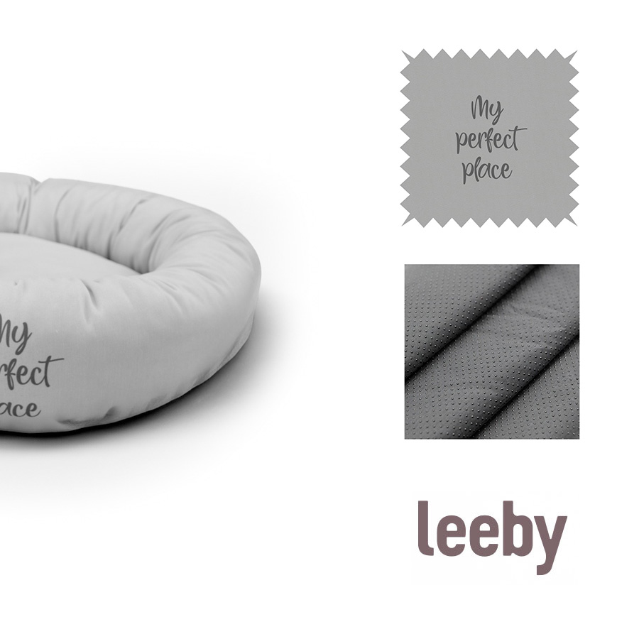 Cama para gatos Leeby Grey em formato de donut antiderrapante