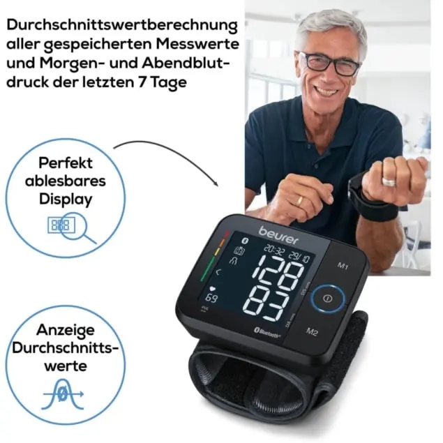 BC 54 Blutdruckmessgerät für das Handgelenk mit Inflation-Technology   App Funktion für iOS / Android (65054) - Schwarz