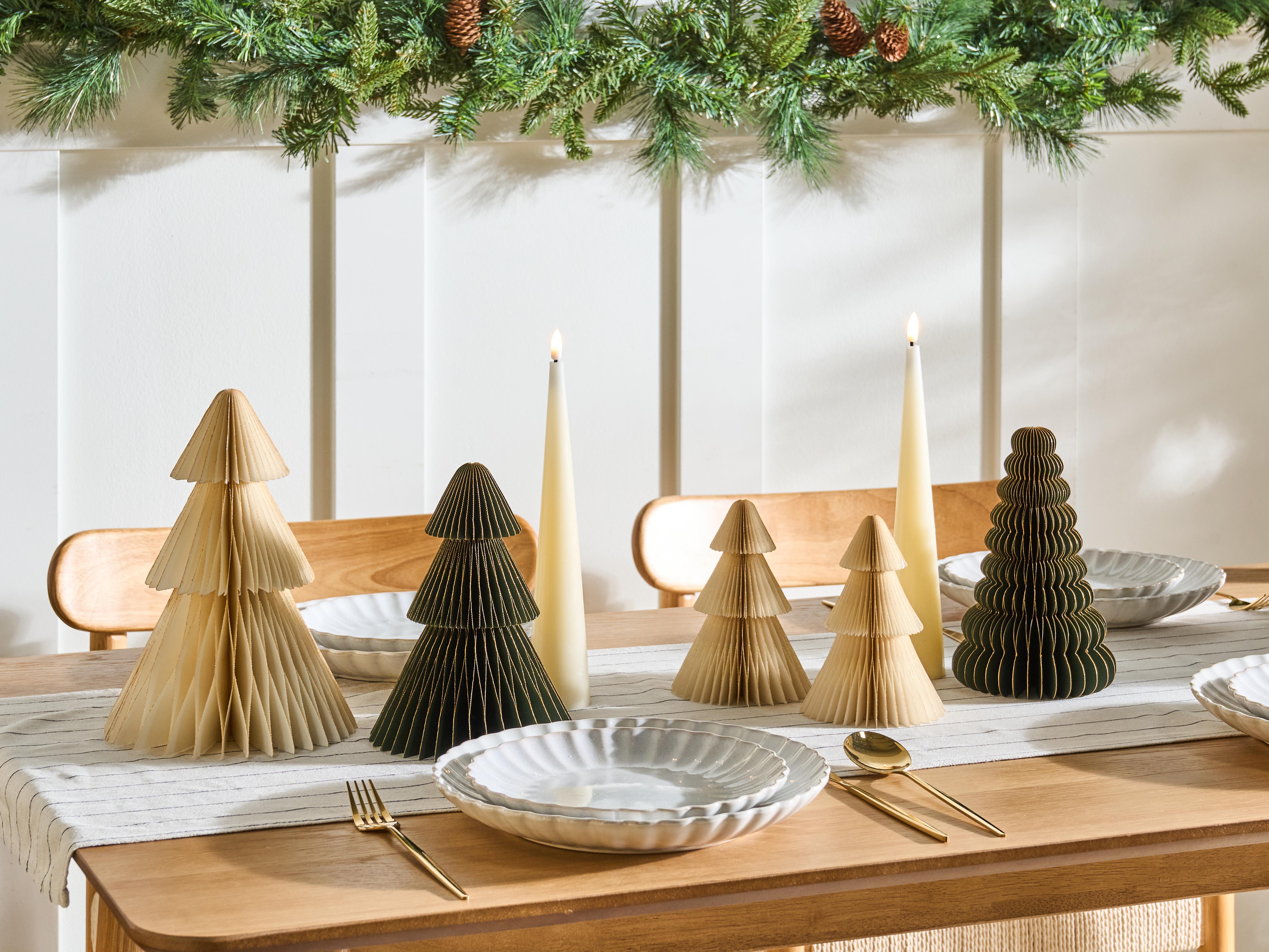 Set van 5 kerstdecoraties VORMA Kerstboom 25 cm Beige/groen
