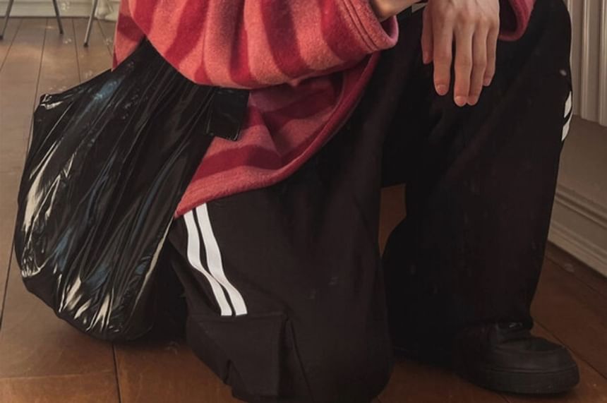 SeoulPop - Gestreepte fleece top met lange mouwen en losse pasvorm