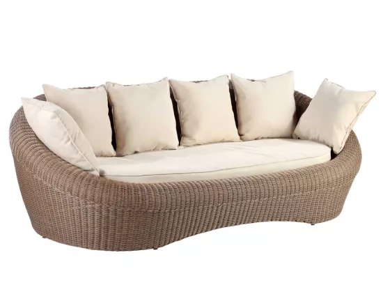 Salon de jardin en résine tressée marron : canapé, 2 fauteuils et table basse - WHITEHEAVEN de MYLIA