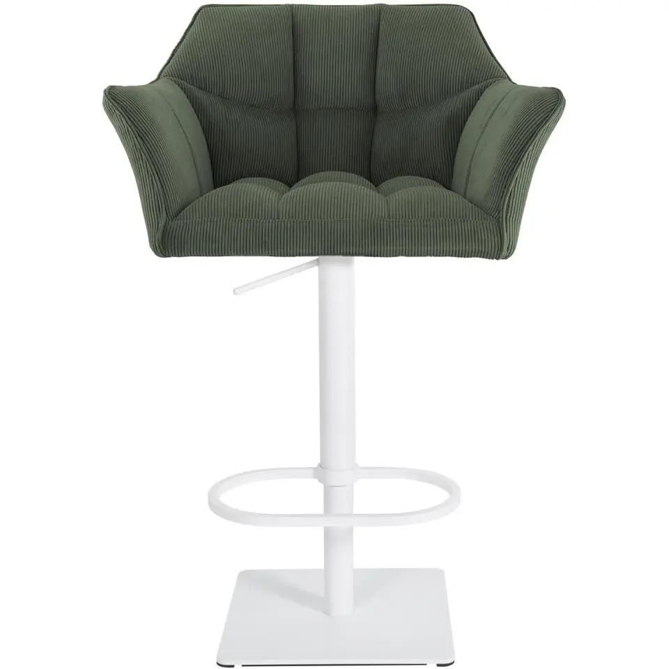 CLP Barkruk Damaso wit Frame - Ribstof - groen