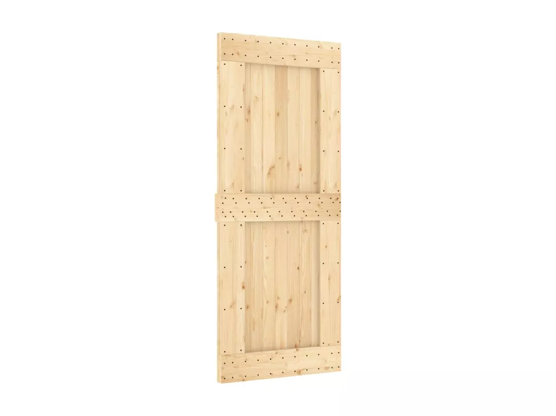 Porte coulissante et kit de quincaillerie 85x210 cm pin massif
