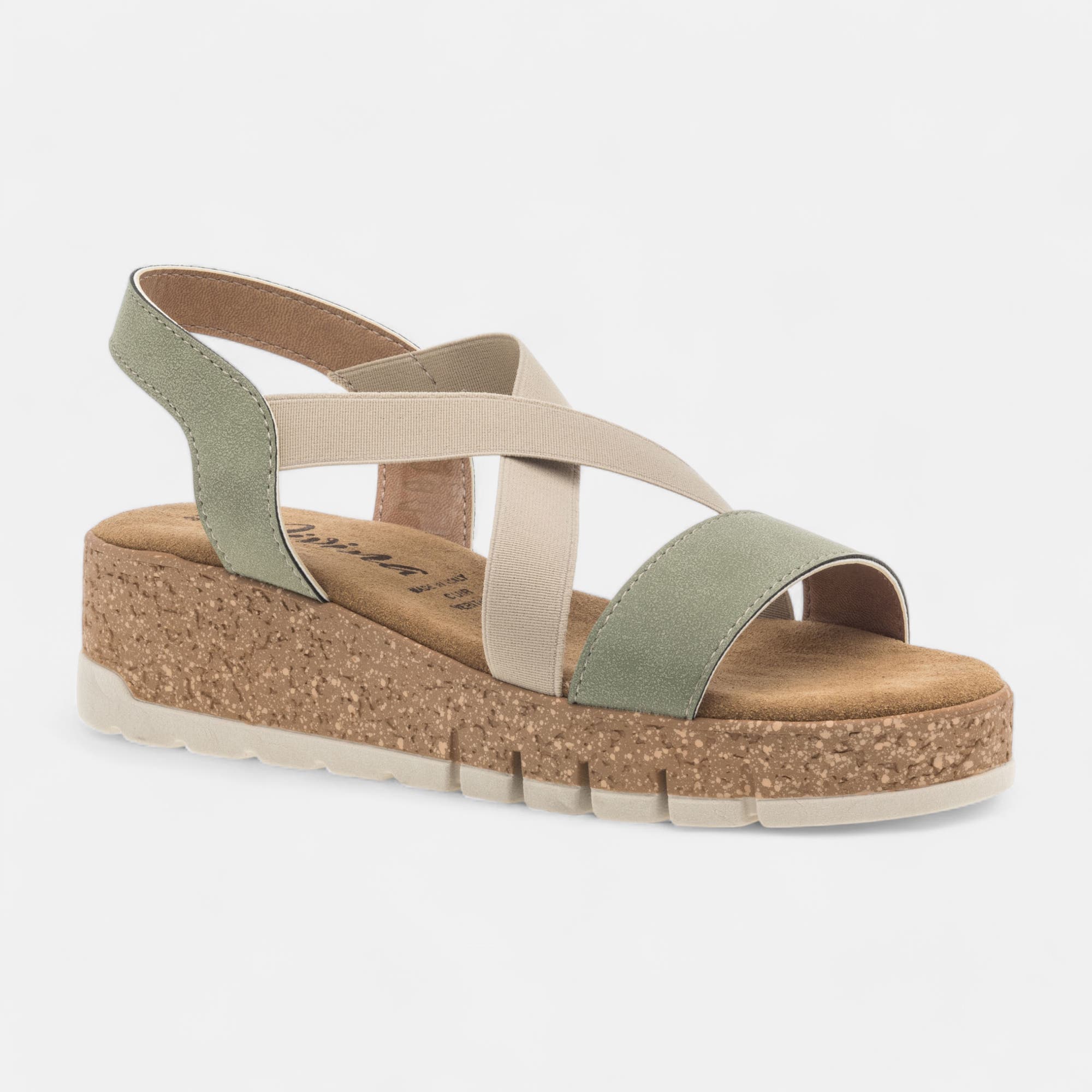 Sandales à talon compensé Femme kaki