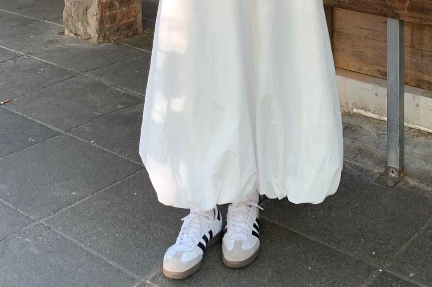 ZENME - Midi A-lijn rok met elastische taille en bubbelzoom