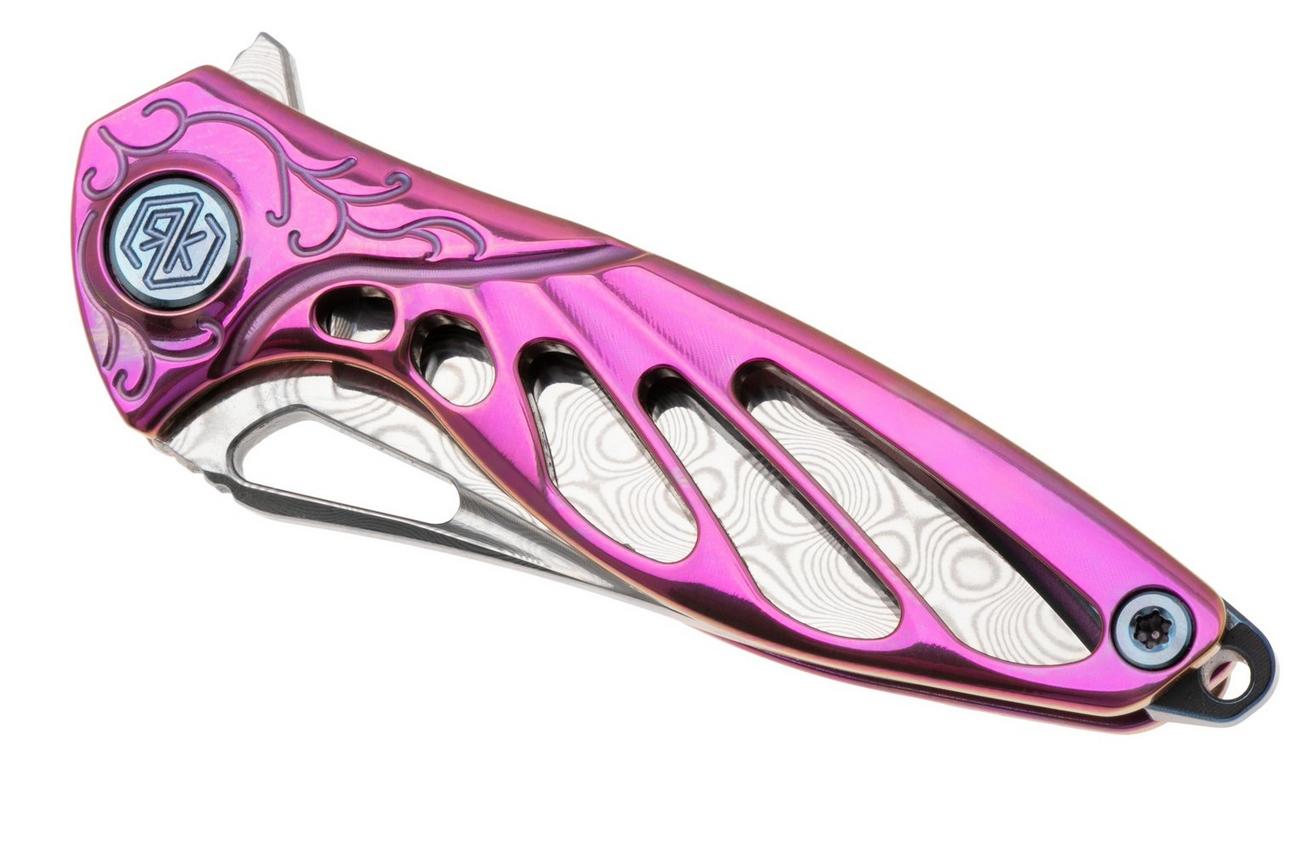 Rike Mini Hummingbird zakmes damascus, roze