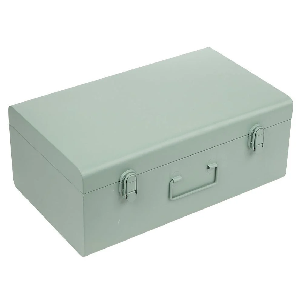 Malle de rangement métal gris ou vert 47x28xH19cm