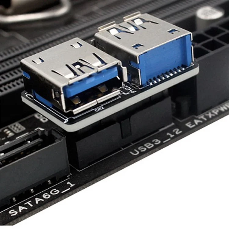 Dual USB 3.0 Buchse zu Motherboard 20/19-Pin Header Adapterplatine PCBA Konverter - Blau / Silber