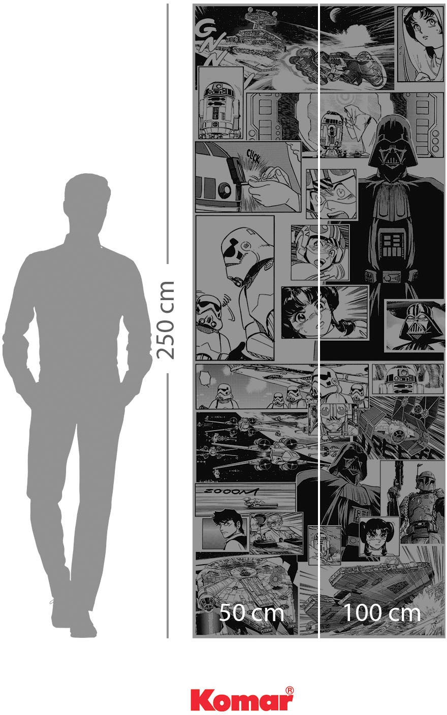 Komar Fototapete »Digitaldruck Vlies -  Star Wars Manga Madness - Grösse 100 x 250 cm« bedruckt glatt Kinderzimmer