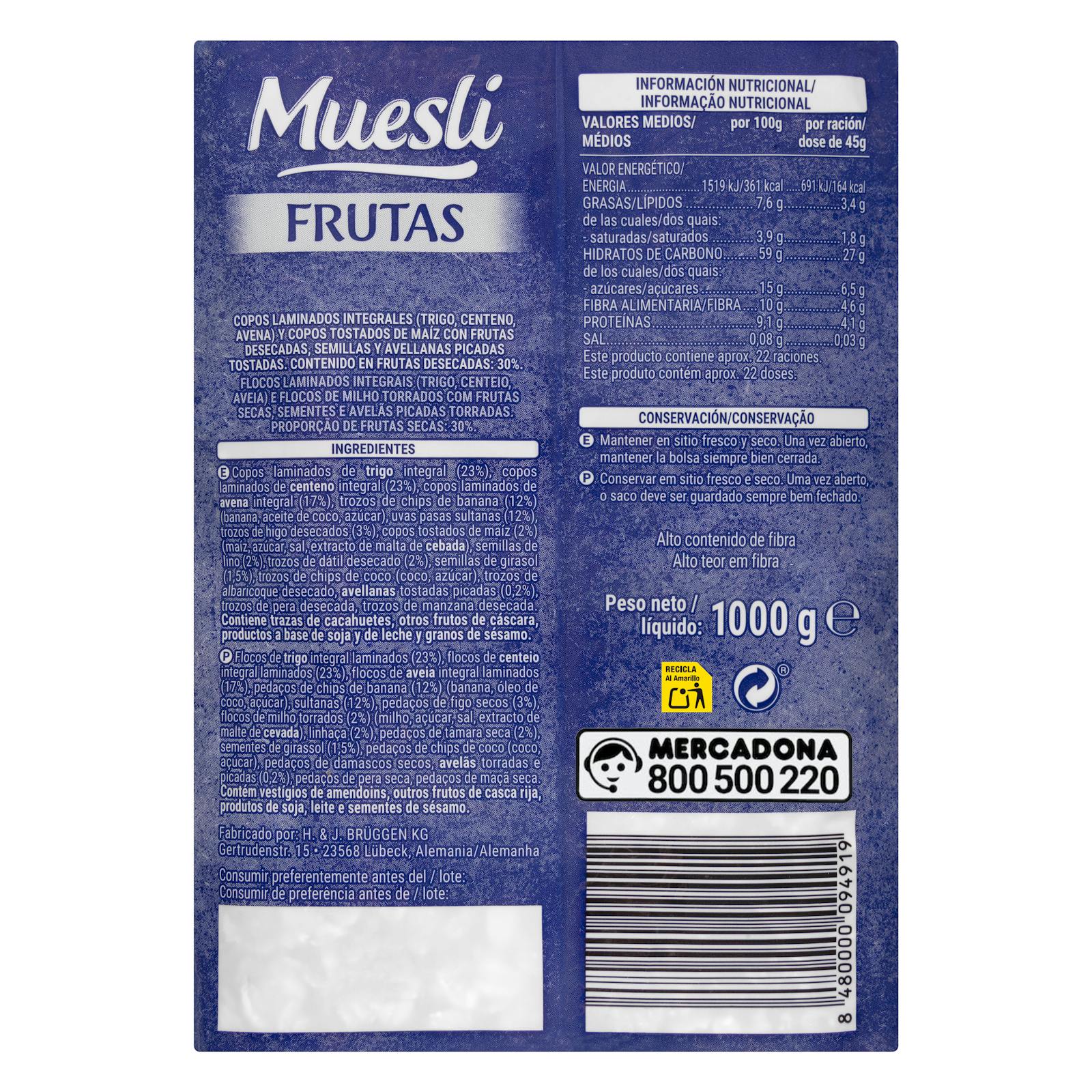 Muesli Hacendado aux fruits