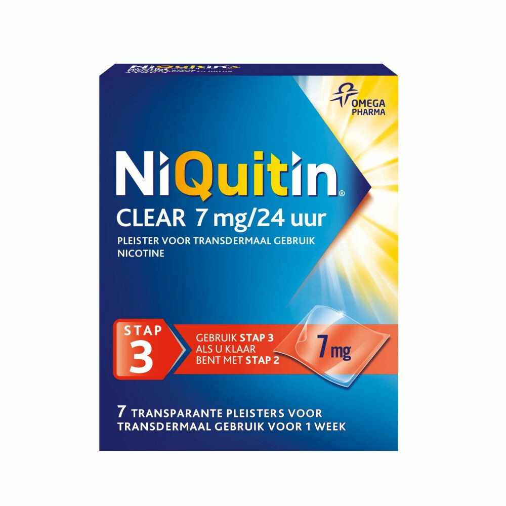 Niquitin Clear Nicotinepleisters 7 mg Stap 37 stuks