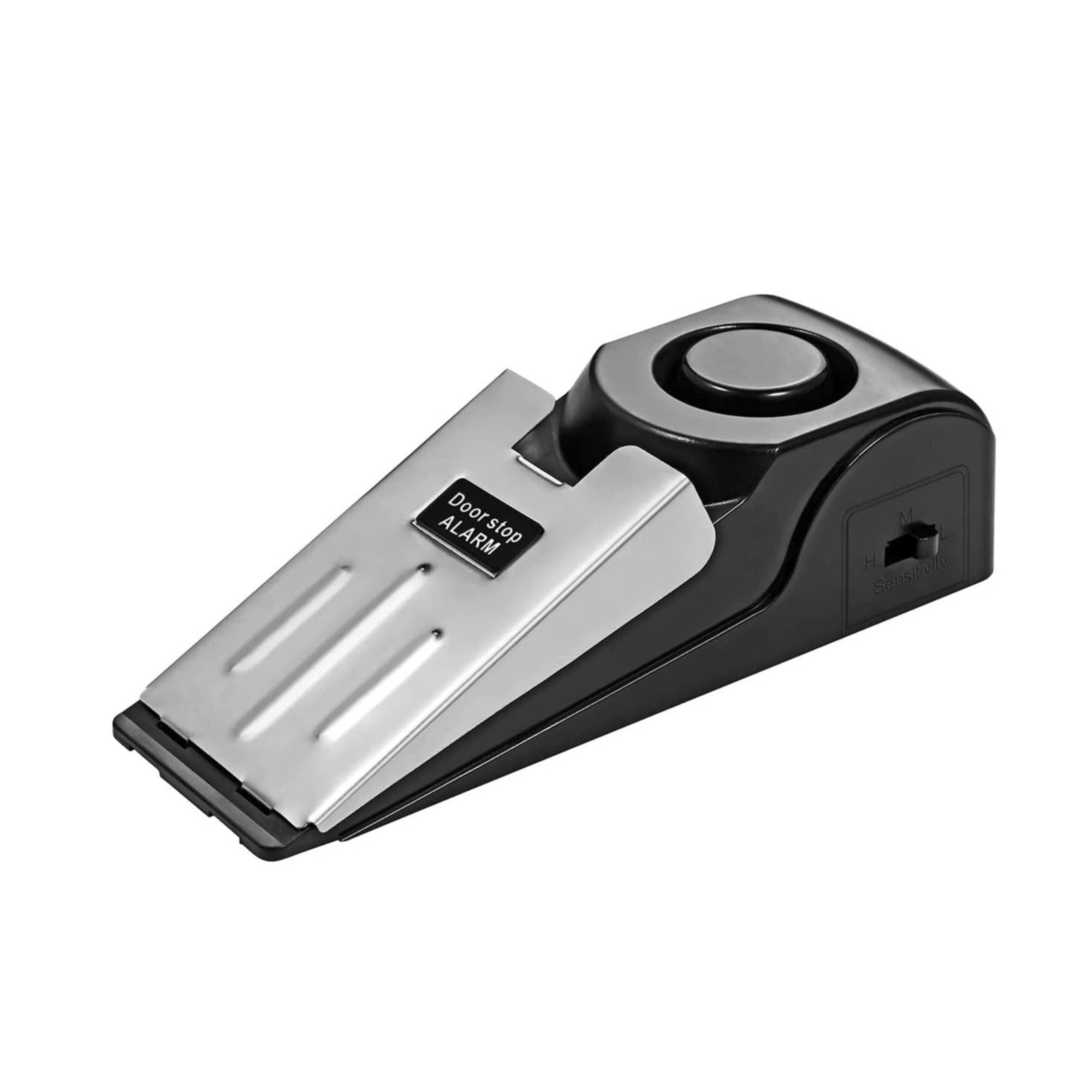 (120db) Türstopper Boden Türkeil Anti-Einbruch Alarmanlage Einbruchschutz mit 3 Empfindlichkeitsstufen (Batteriebetrieben) - Schwarz / Silber