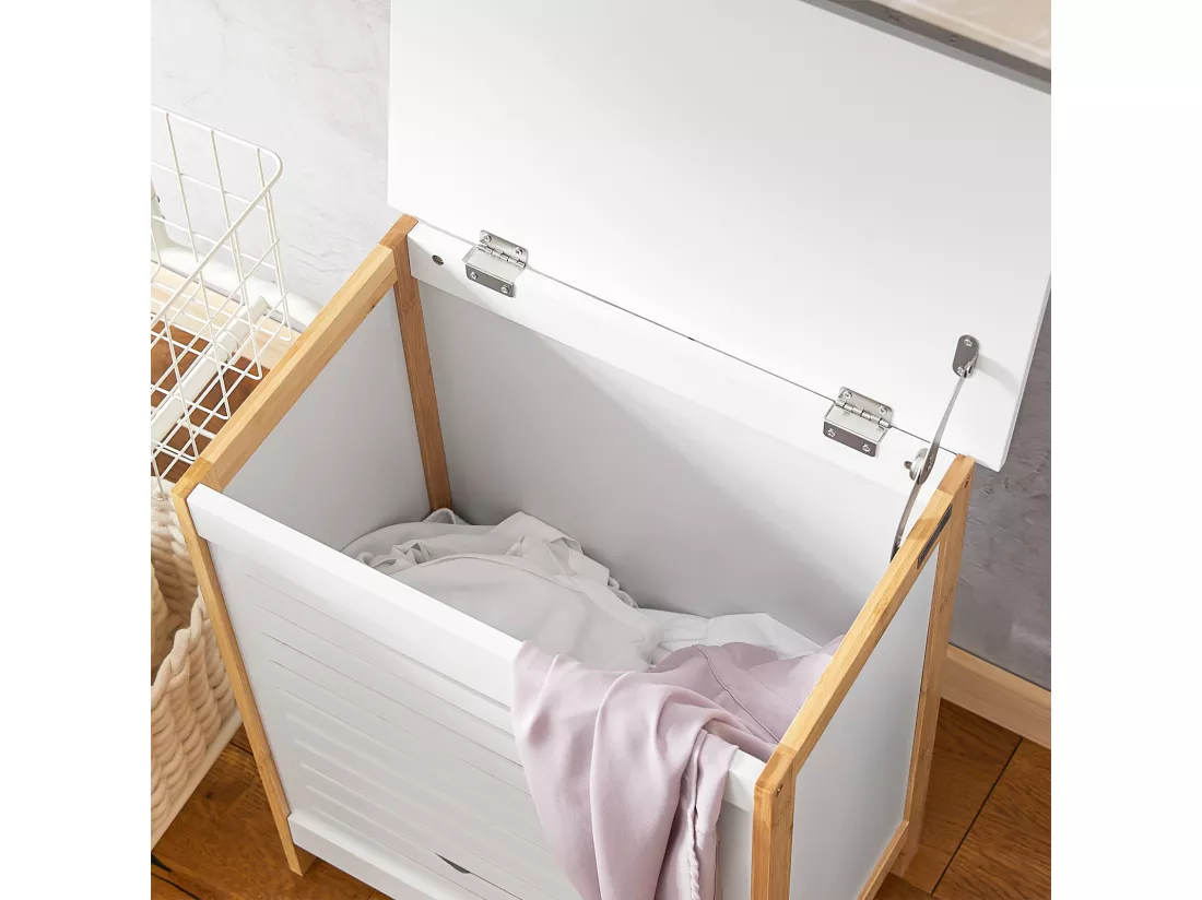 Corbeille À Linge Coffre À Linge Meuble À Linge Porte Vêtement Salle De Bain, Fss66-wn