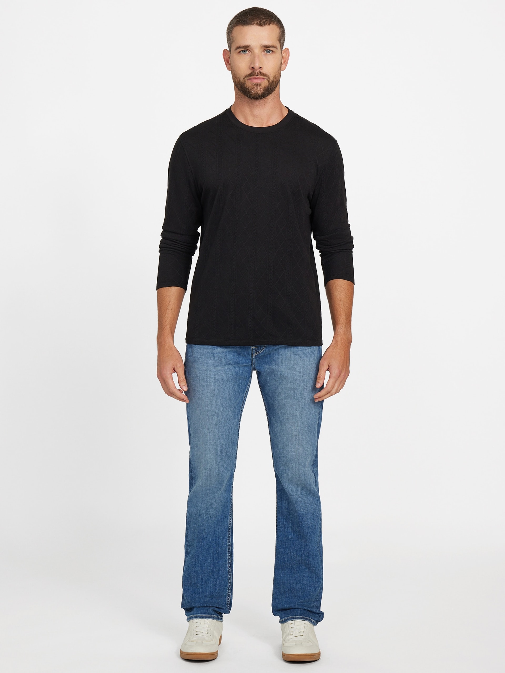 Blusa de manga comprida em malha texturizada