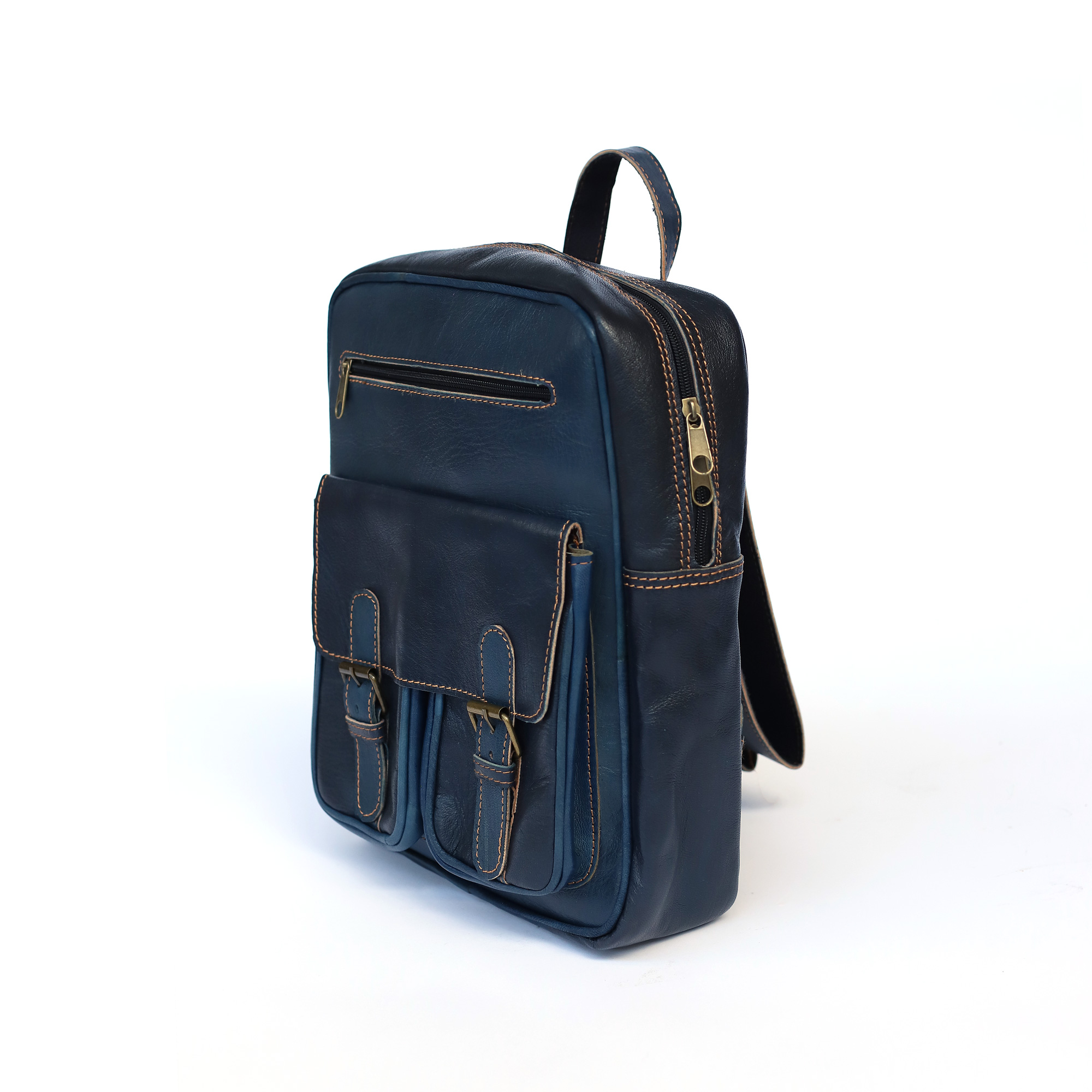 Rucksack aus Ziegenleder blau, H 34 cm, B 27 cm, L 10 cm günstig bestellen