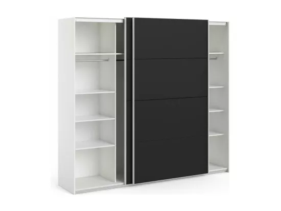 Garde-robe 2 portes Dspinos, Meubles de chambre, Penderie de plain-pied, Placard à vêtements, 243x61 h220 cm, Blanc et Noir