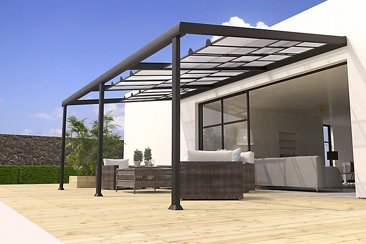 Pergola adossée manuelle aluminium Edena 3,5 x 6 m