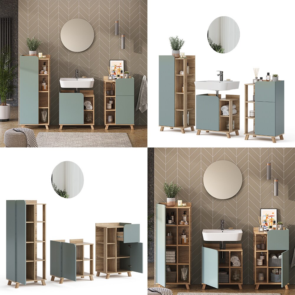 Vicco Badmöbel-Set Karen Sonoma Mintgrün 4 Teile