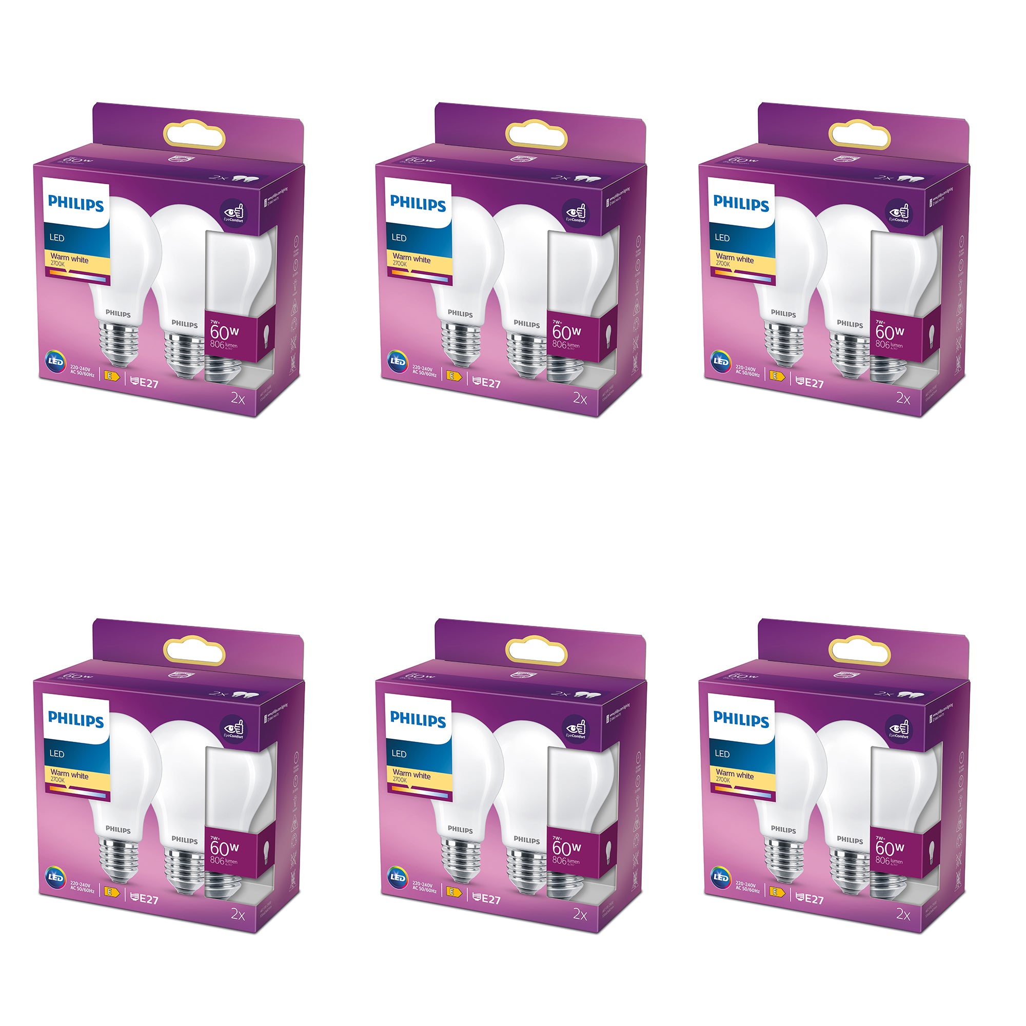 Philips Voordeelverpakking E27 - LED Standaardlamp - Set van 12 Stuks