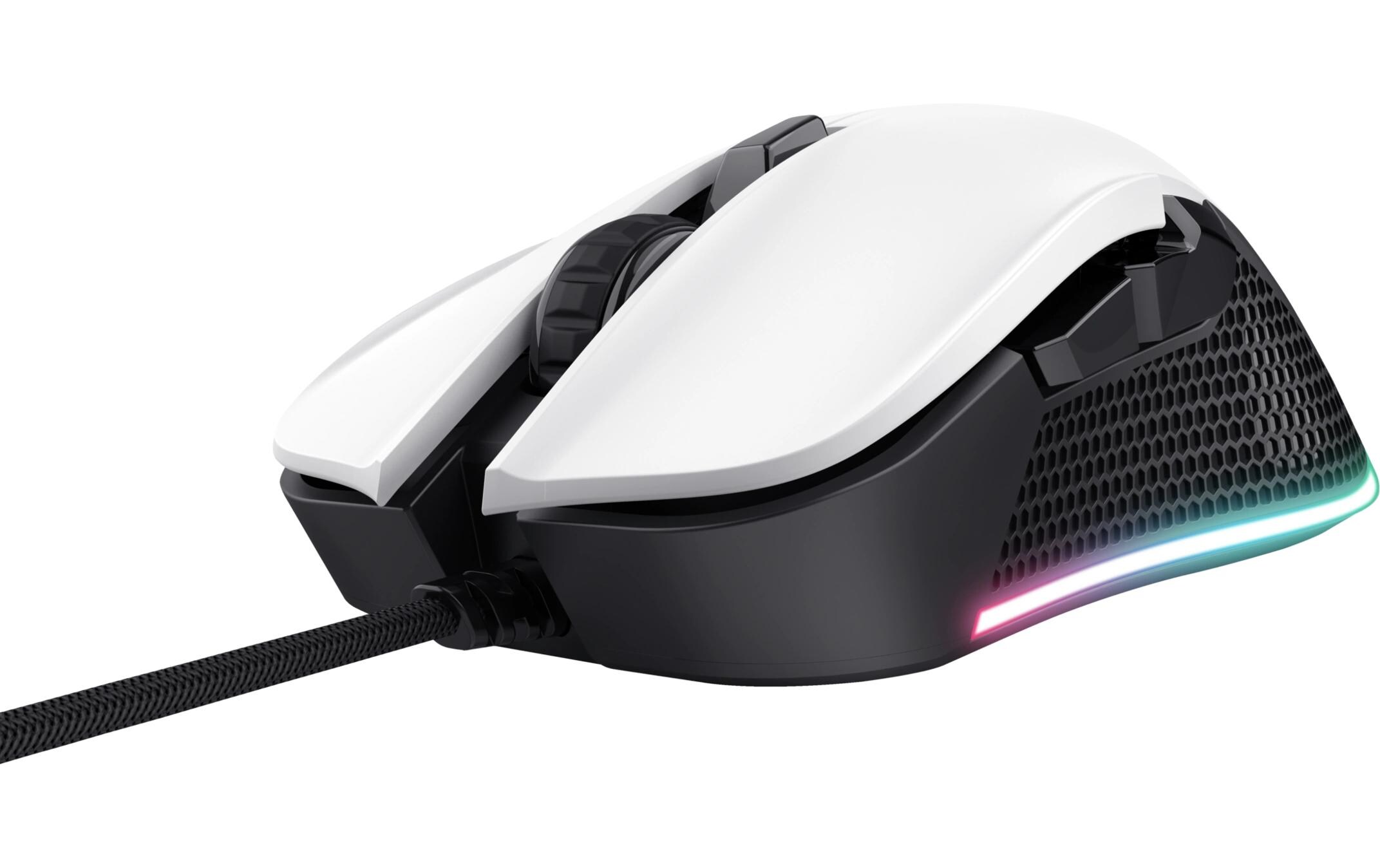 Gaming-Maus GXT922 Ybar WeissGaming-Maus mit 7200 dpi Auflösung und vollständiger RGB-LED-Beleuchtung