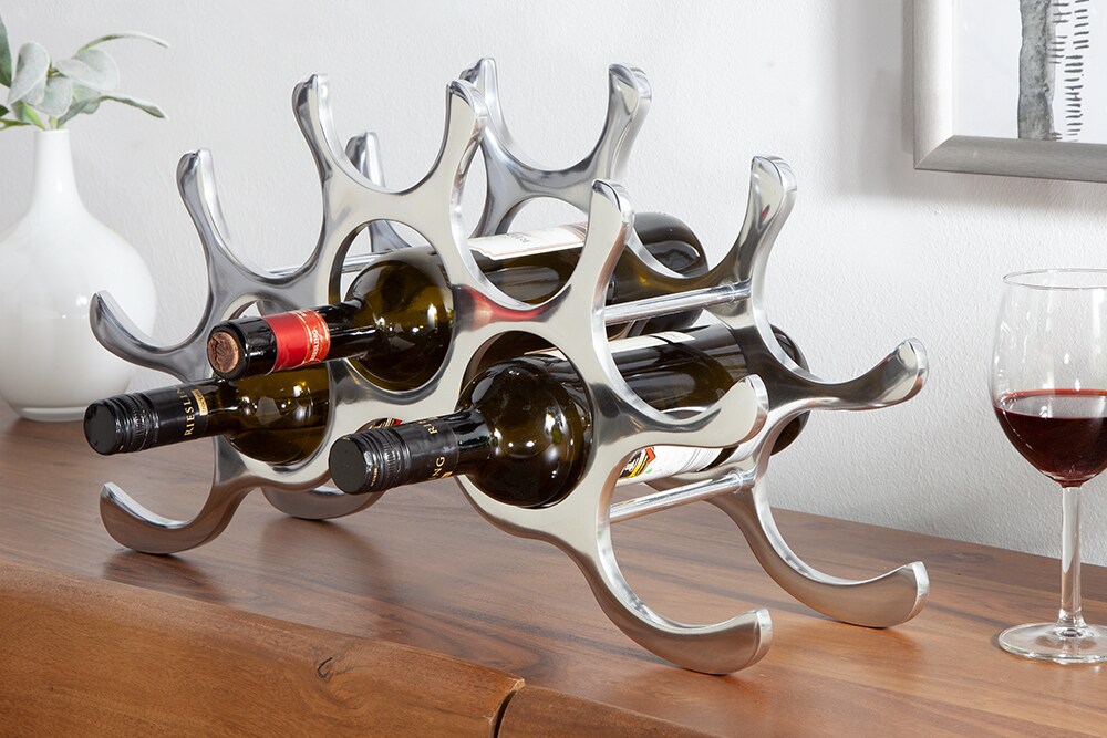 riess-ambiente Weinregal FLAME - 48cm silber für 10 Flaschen Flaschenhalter modern