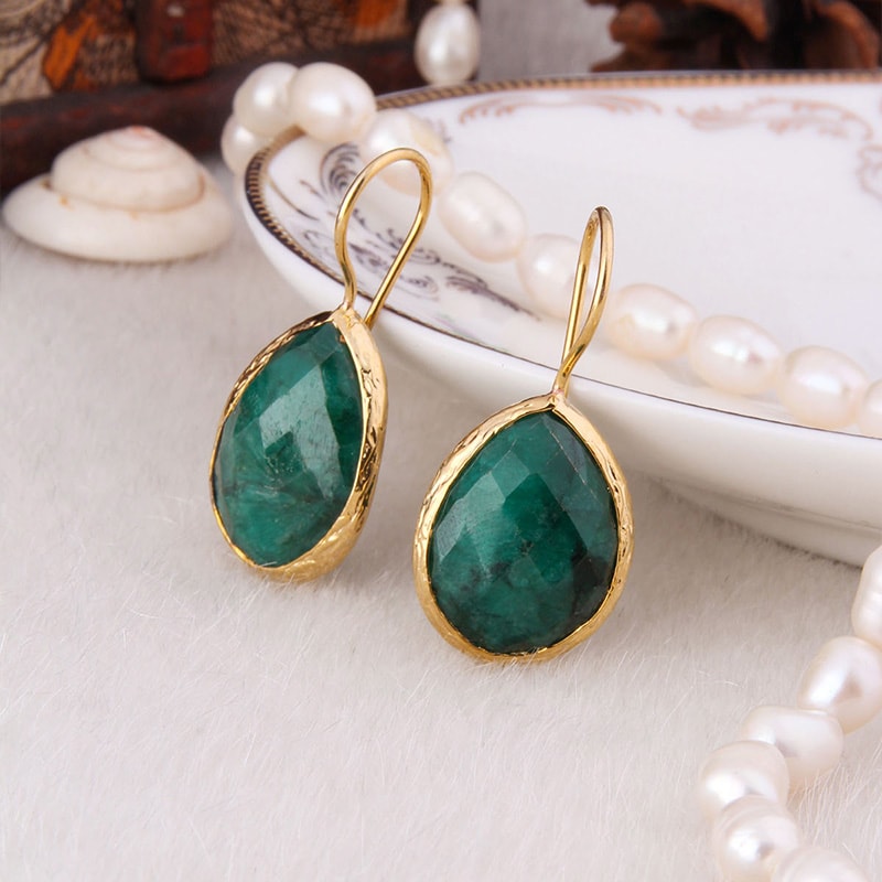 Boucles d'oreilles - Laiton plaqué or & agate