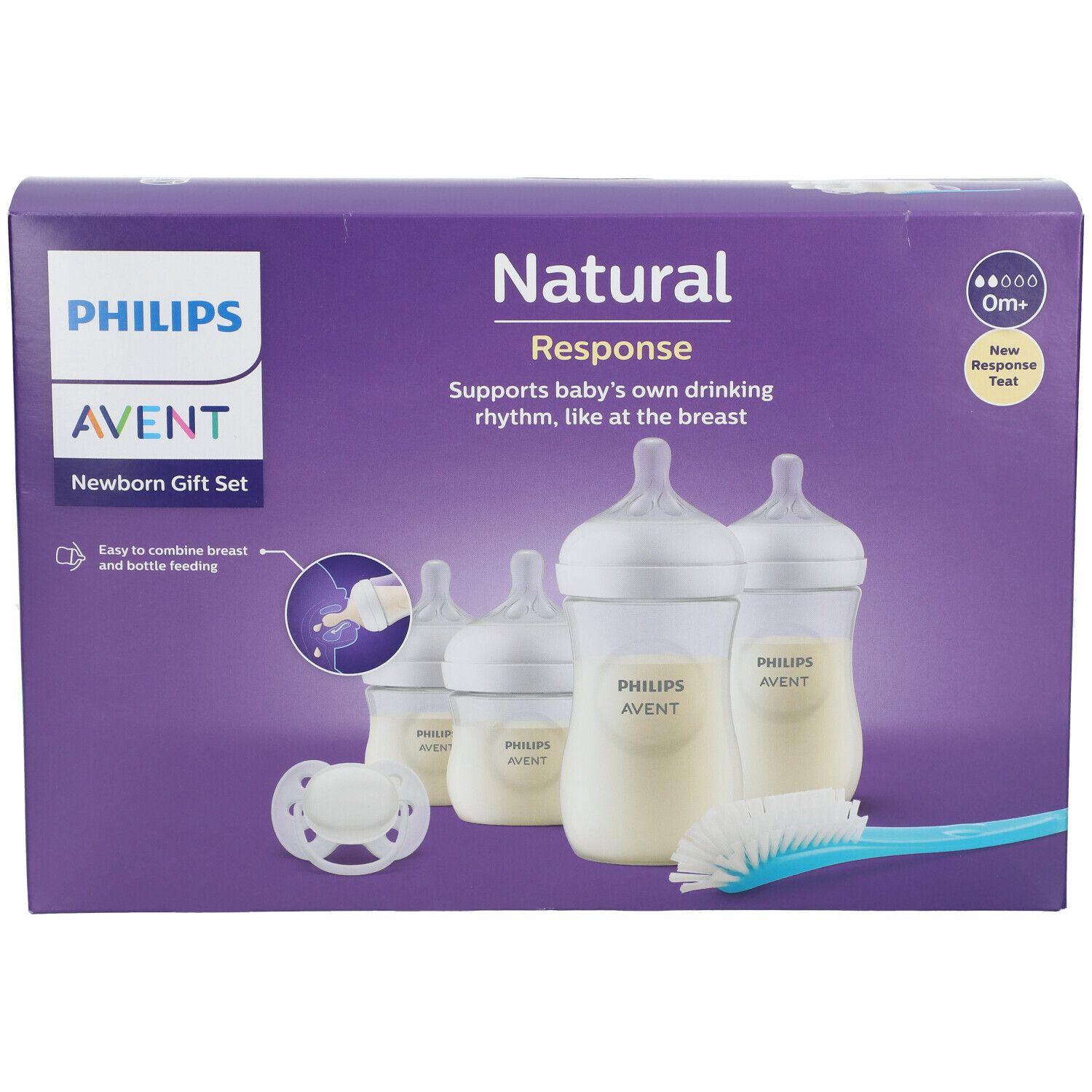 Philips Avent Babyflaschen Natural Response, Geschenkset für Neugeborene – 4 Babyflaschen