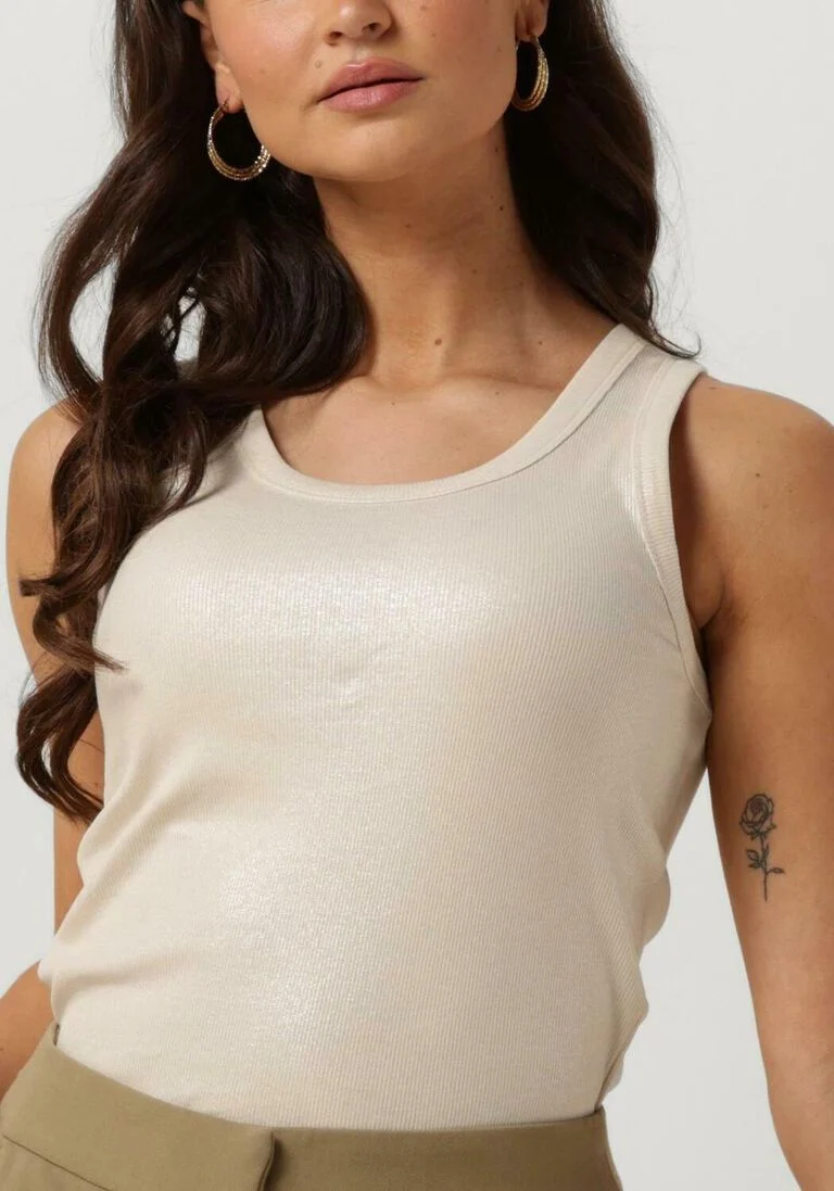 SUMMUM gebroken wit summum top rib tanktop cotton rib