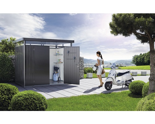 Biohort HighLine H2 tuinhuis met dubbele deuren, 275 x 195 cm, donkergrijs metallic