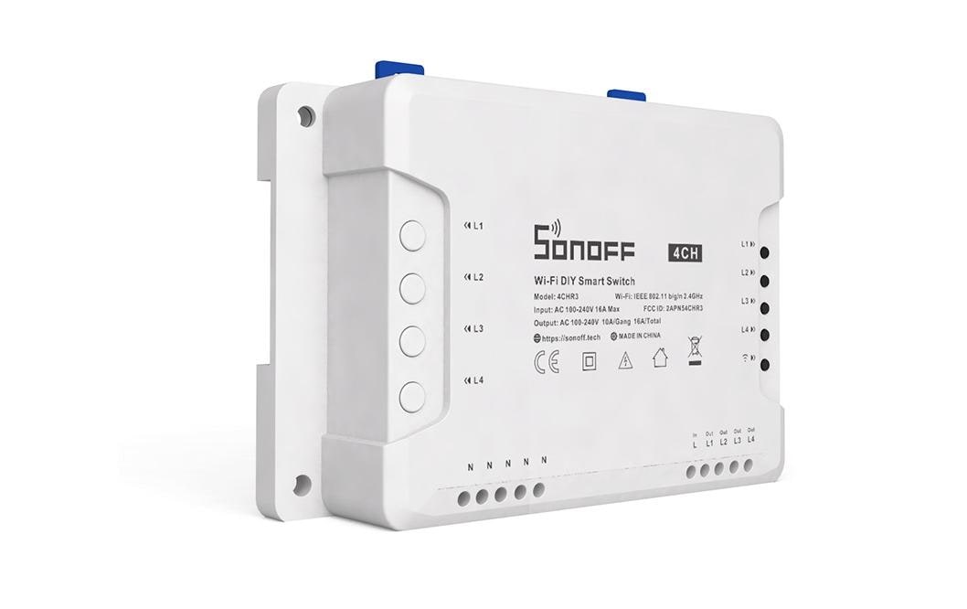 WLAN-Schaltaktor 4CHR3, 4-fach, 230 V, 10 A, WeissSmartphone steuerbarer 4-Kanal Wi-Fi Smart Switch