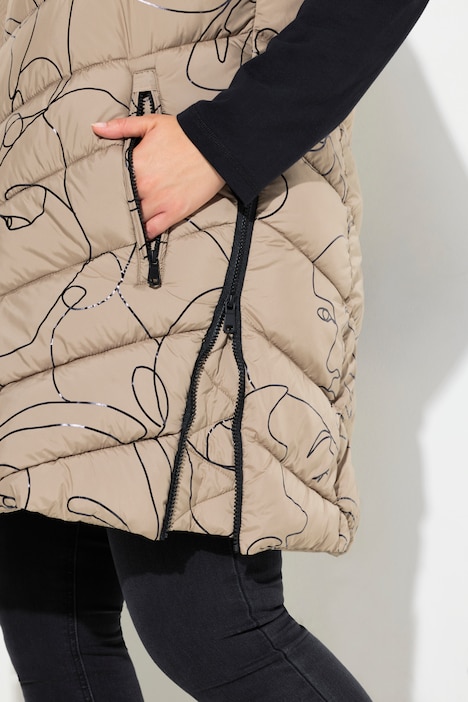 HYPRAR Long-Steppweste, Seiten-Zipper, Stehkragen, ärmellos