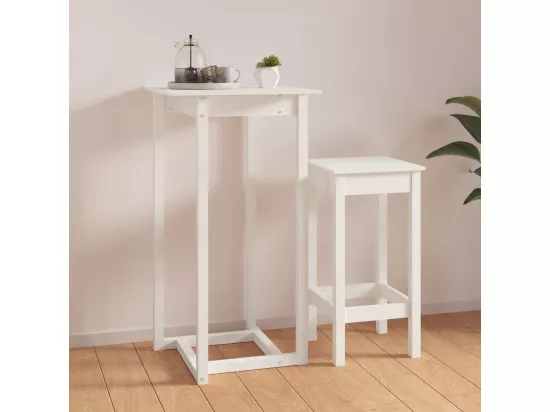 Table de bar Blanc 60x60x110 cm Bois massif de pin